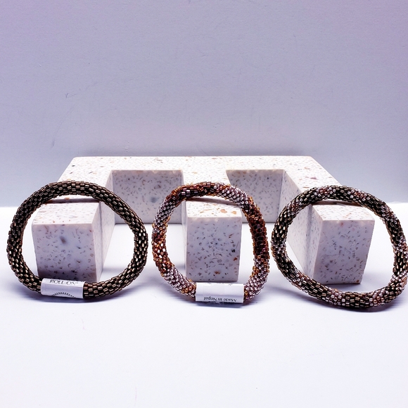 HAZELNUT -Original Roll-On® Bracelets, 7" round, made in Nepal #1 (3 pieces) - Picture 5 of 5